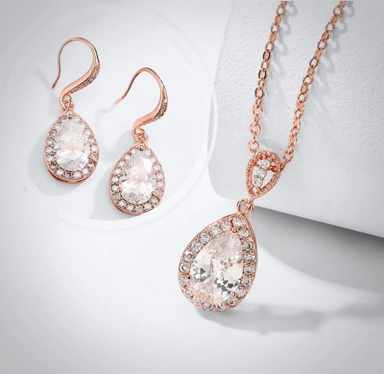 "Isabel" - Cubic Zirconia Bridal Necklace - Available in Silver, Rose Gold and Yellow Gold