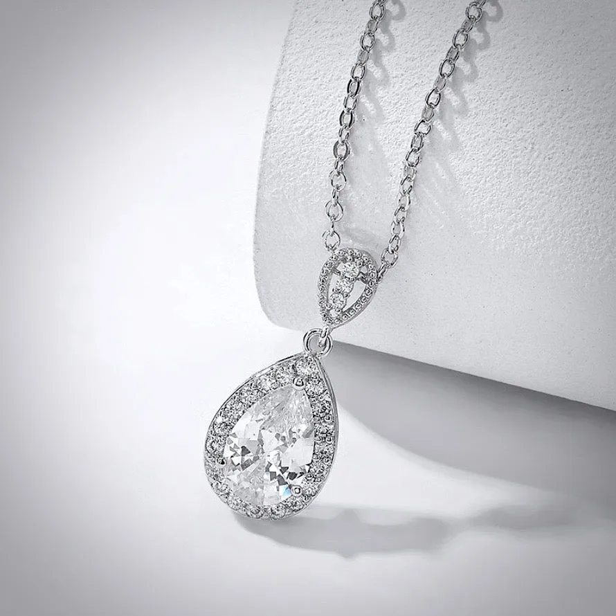 "Isabel" - Cubic Zirconia Bridal Necklace - Available in Silver, Rose Gold and Yellow Gold