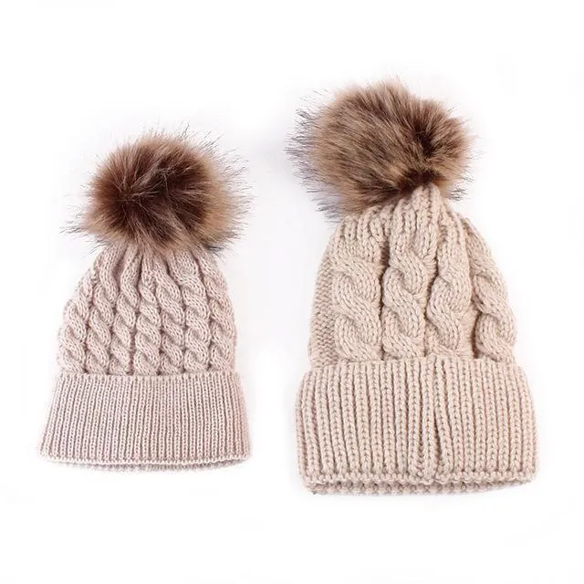 "Mommy & Me" Matching Faux Fur Beanies
