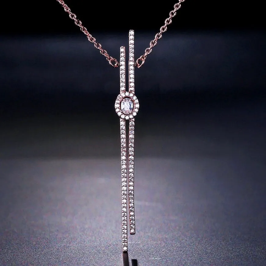"Vega" - Cubic Zirconia Bridal Necklace - Available in Silver, Rose Gold and Yellow Gold