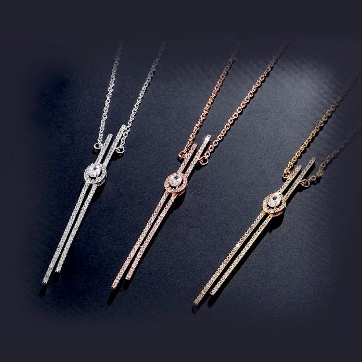 "Vega" - Cubic Zirconia Bridal Necklace - Available in Silver, Rose Gold and Yellow Gold
