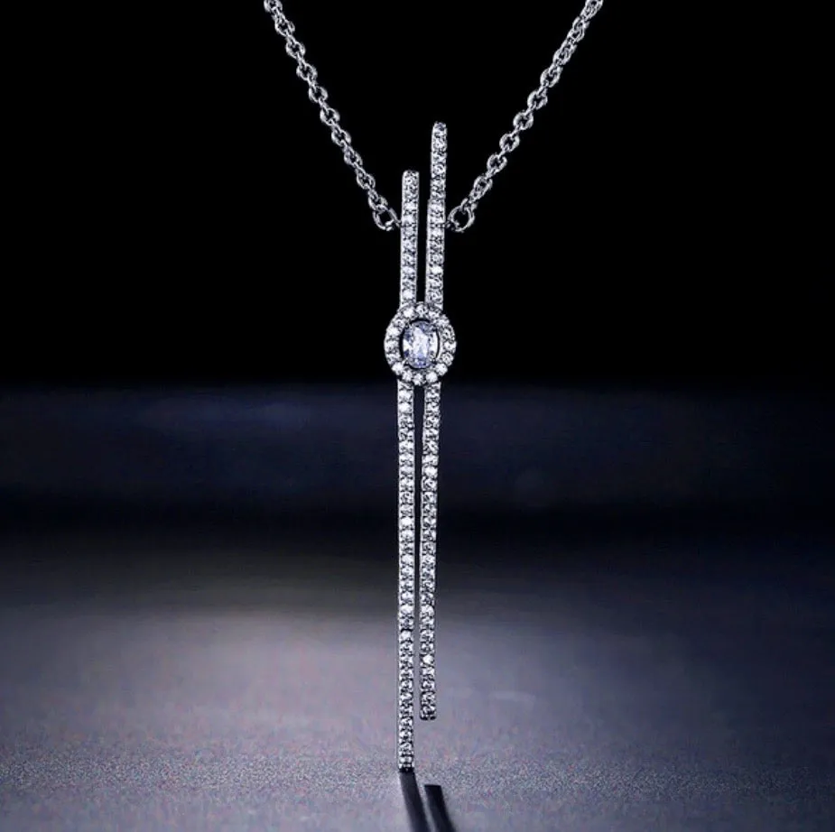 "Vega" - Cubic Zirconia Bridal Necklace - Available in Silver, Rose Gold and Yellow Gold