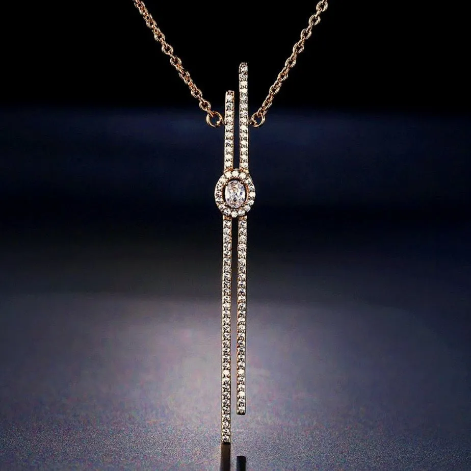 "Vega" - Cubic Zirconia Bridal Necklace - Available in Silver, Rose Gold and Yellow Gold