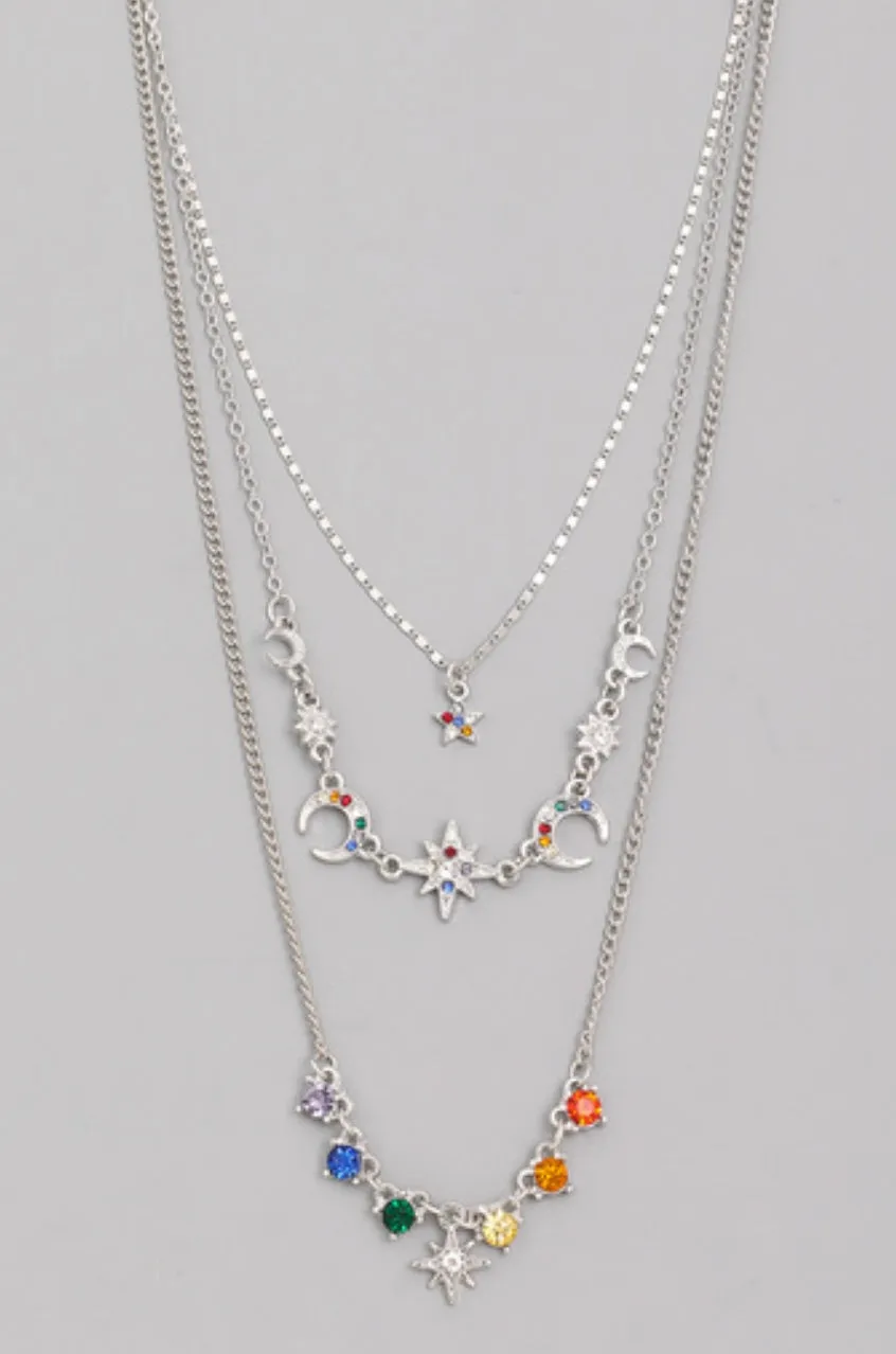 Rainbow Stars and Moon Necklace