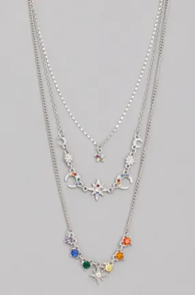 Rainbow Stars and Moon Necklace
