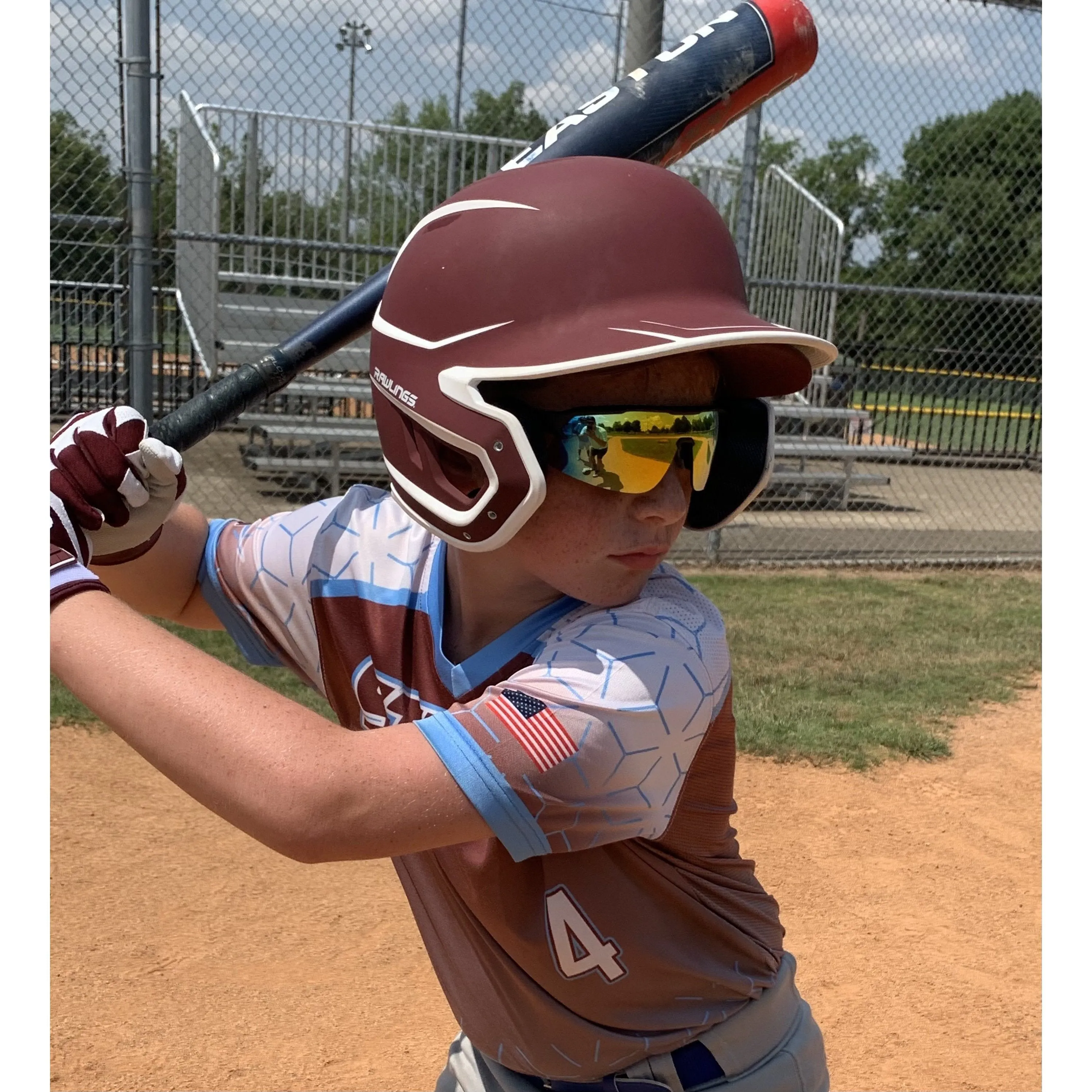 Rawlings RY2101 Youth Boys Baseball Shield Sunglasses Sport (Black/Yellow)