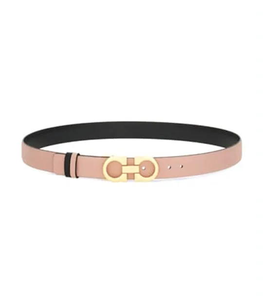 Reversible And Adjustable Gancini Belt Calfskin Pink/Black