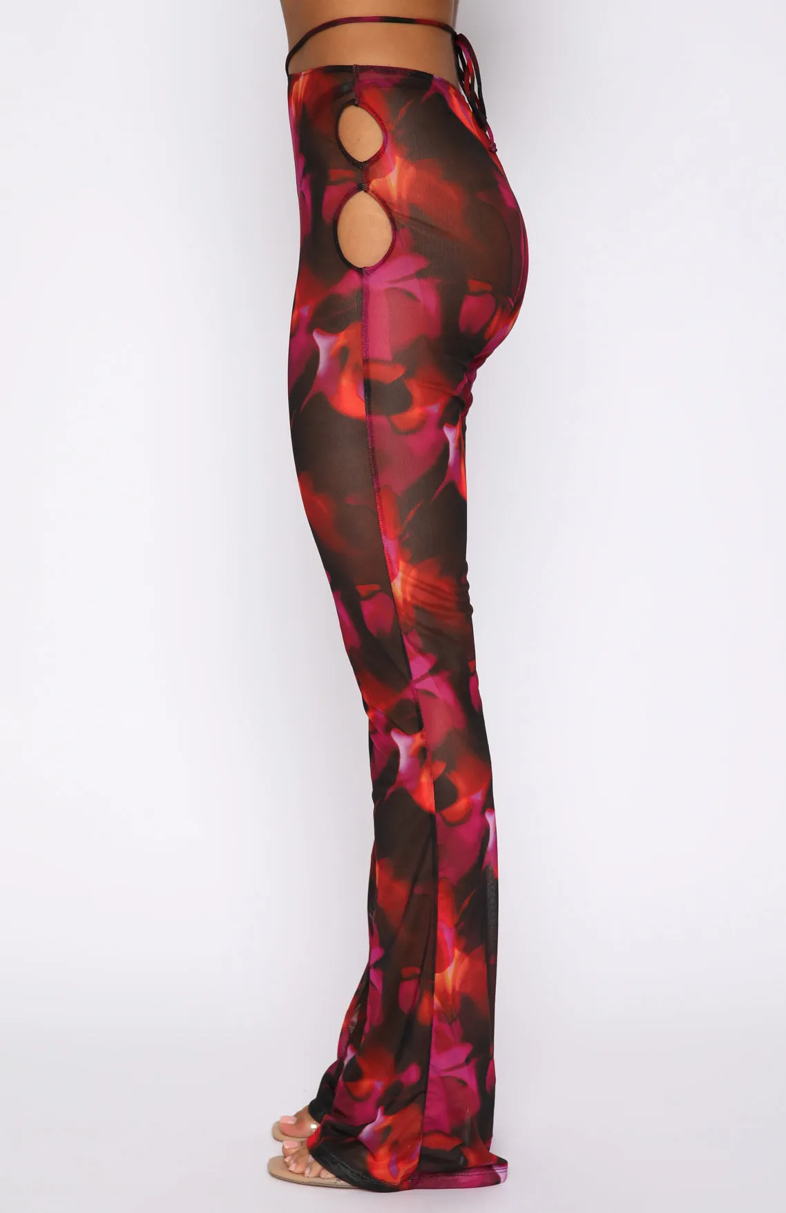 Rhythm Of The Night Pants Pink Flame Print