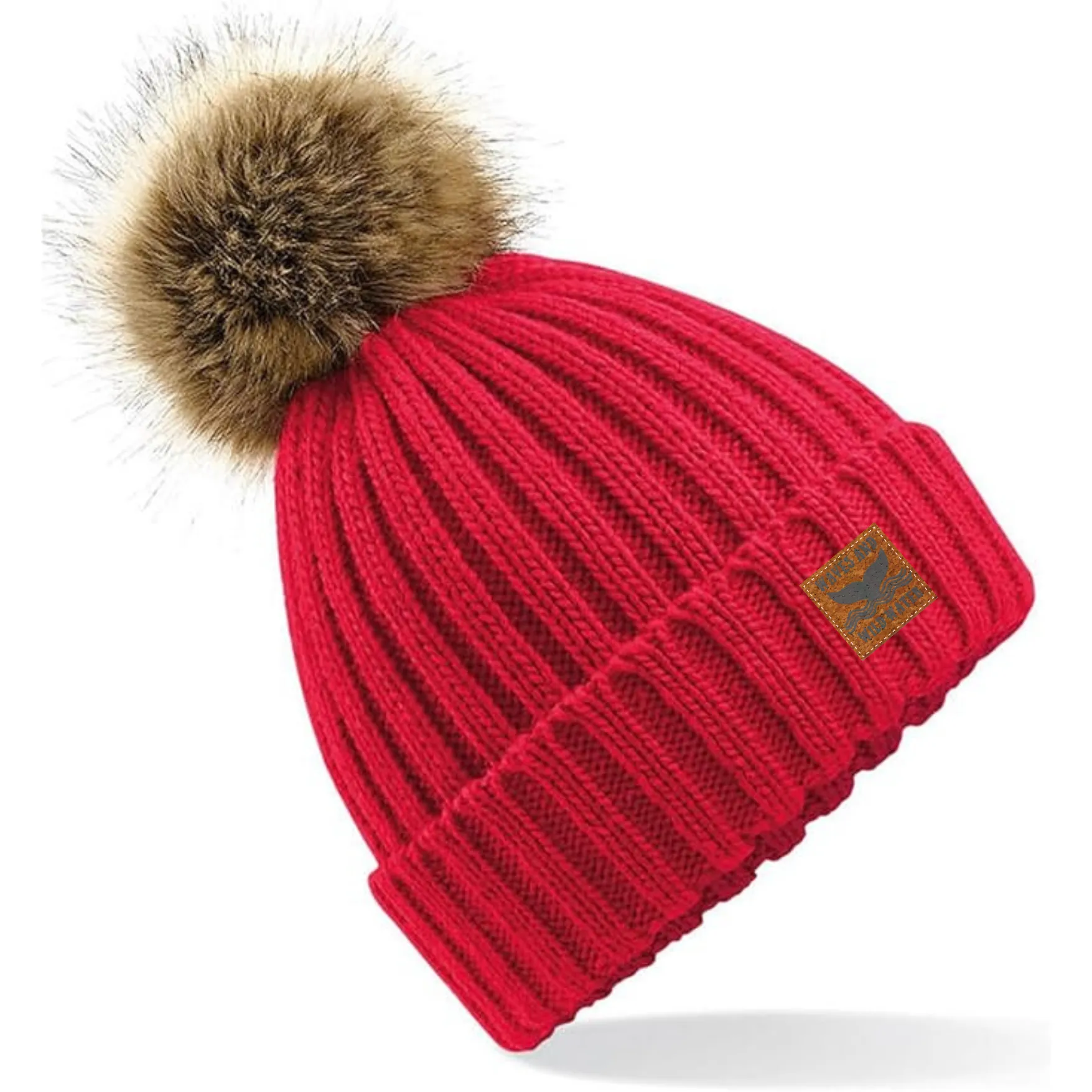 Ribbed Knit Beanie - Red Sky