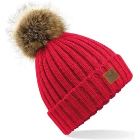 Ribbed Knit Beanie - Red Sky
