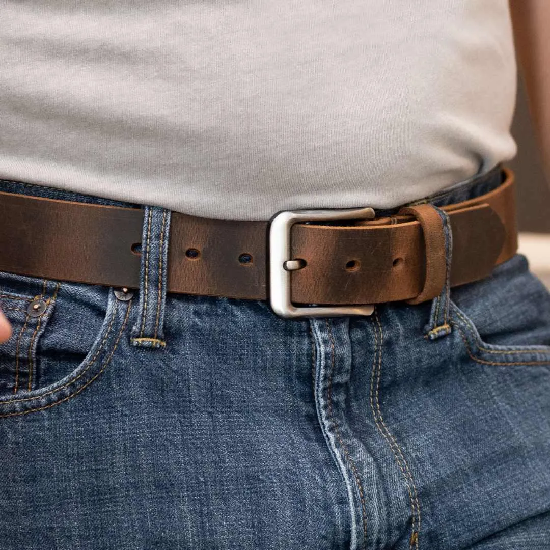 Roan Mountain Distressed Leather Belt and Wallet Set by Nickel Smart®