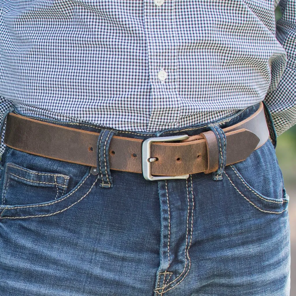 Roan Mountain Distressed Leather Belt and Wallet Set by Nickel Smart®