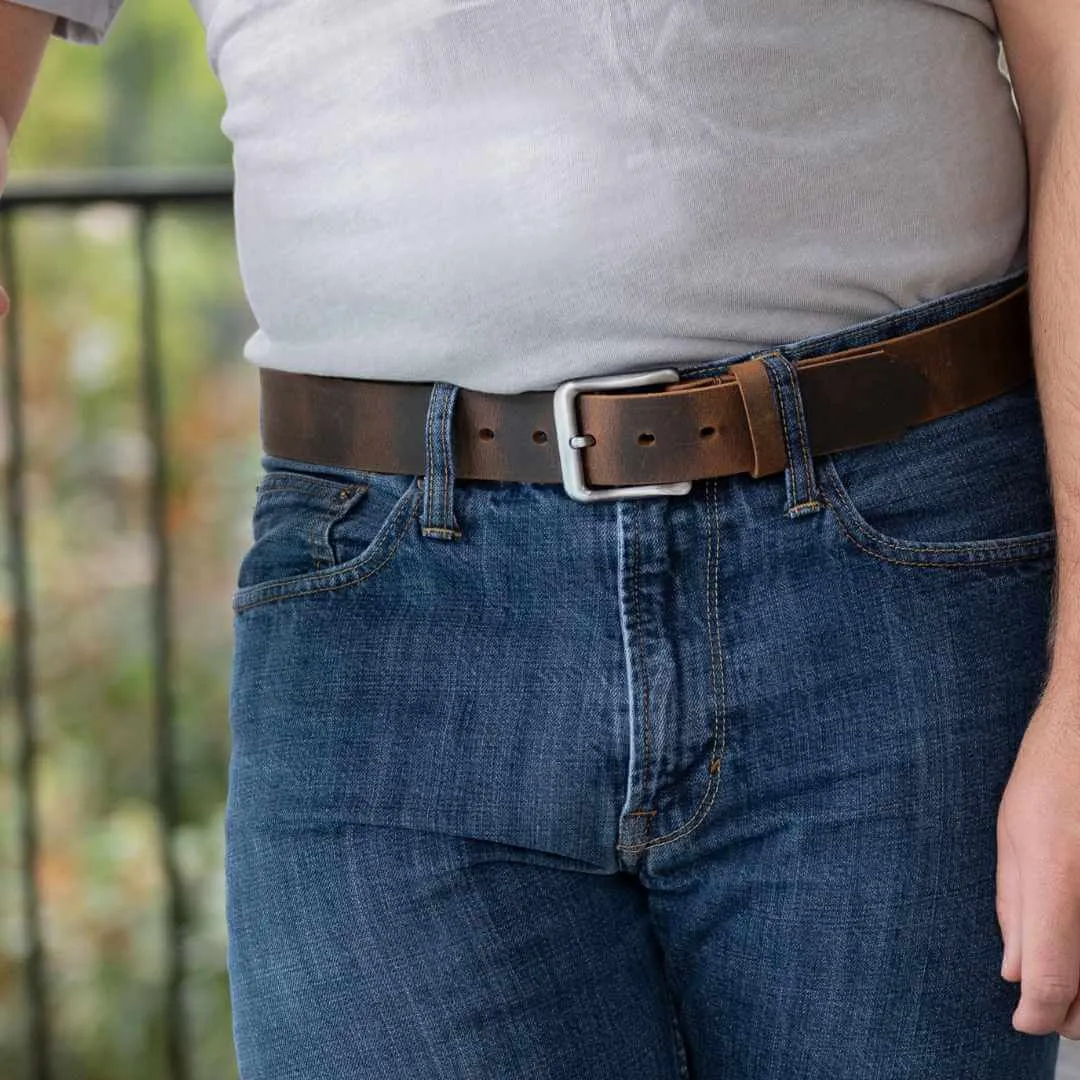 Roan Mountain Distressed Leather Belt and Wallet Set by Nickel Smart®