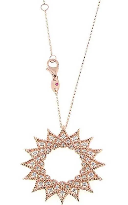 Roberto Coin Roman Barocco Starburst Rose Gold and Diamonds Necklace (7771926AX28X)