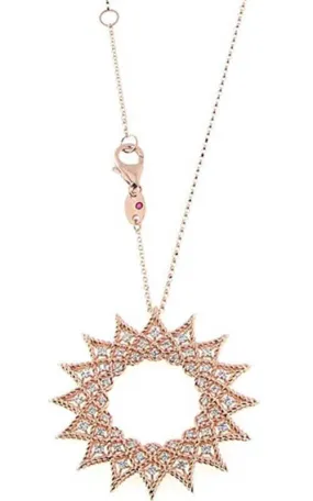 Roberto Coin Roman Barocco Starburst Rose Gold and Diamonds Necklace (7771926AX28X)
