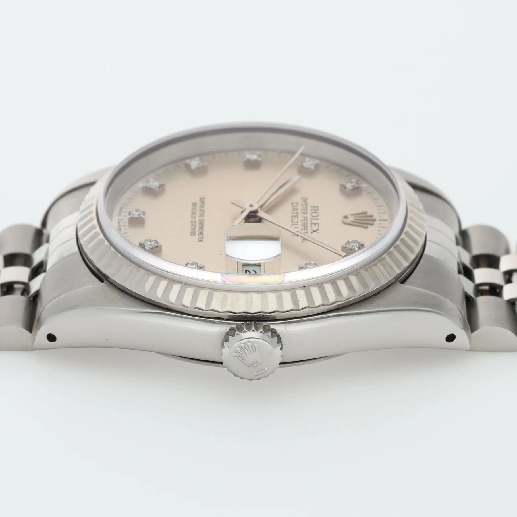 Rolex Datejust 16234 Diamond Hours Silver Dial