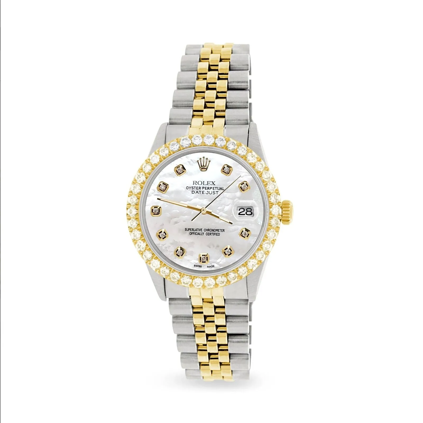 Rolex Datejust 36mm 2-Tone Watch 3.05ct Diamond Bezel/White MOP Diamond Dial TFJ-142508531