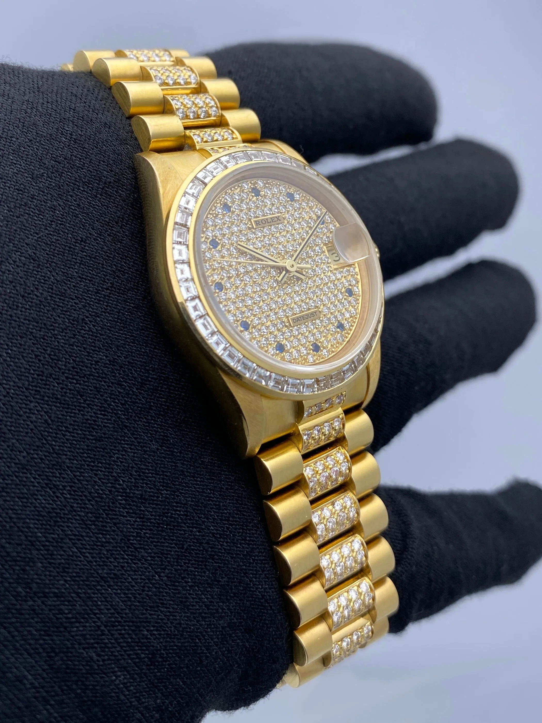 Rolex Datejust 68058 Pave Diamond Dial Ladies Watch Box Papers