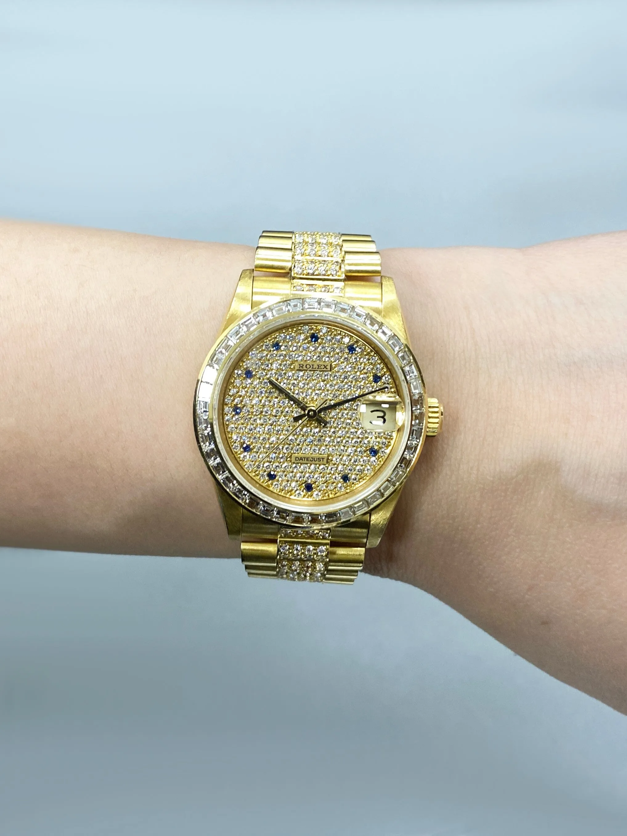 Rolex Datejust 68058 Pave Diamond Dial Ladies Watch Box Papers