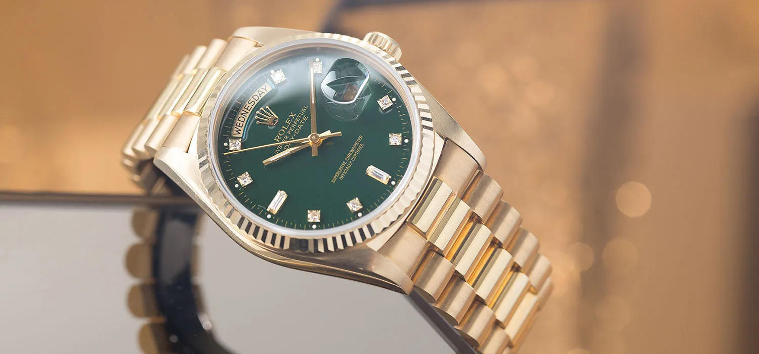 Rolex Day-Date 18038 Green Stella Diamond Dial with Papers