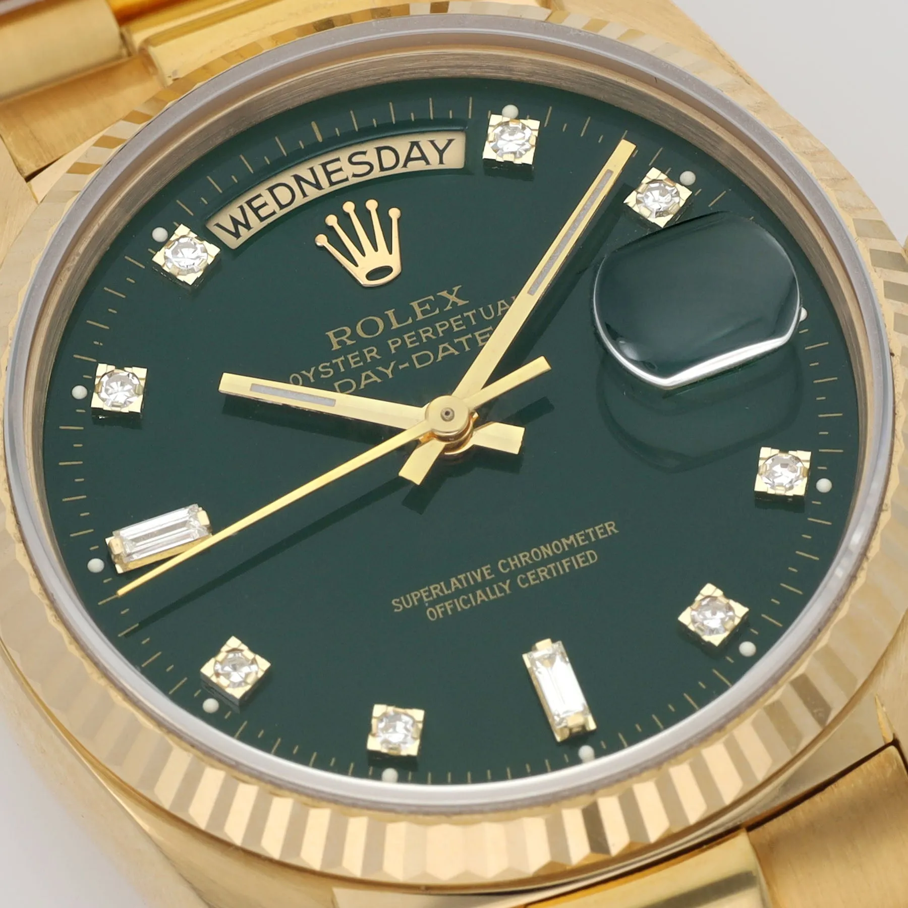 Rolex Day-Date 18038 Green Stella Diamond Dial with Papers