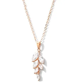 Rose Gold Crystal Drop Necklace, A9043