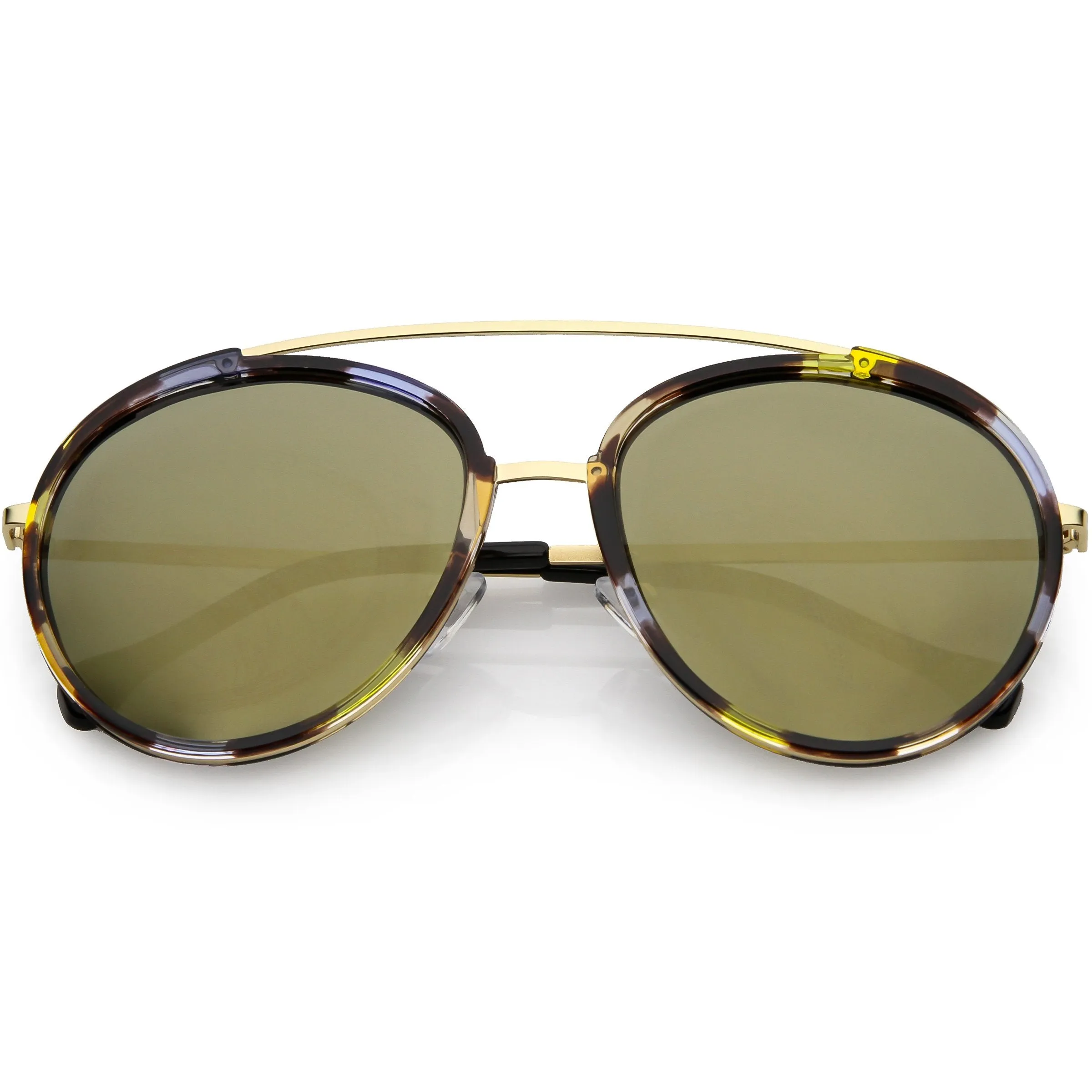 Round Dapper Tear Drop Polarized Mirrored Lens Aviator Sunglasses C825