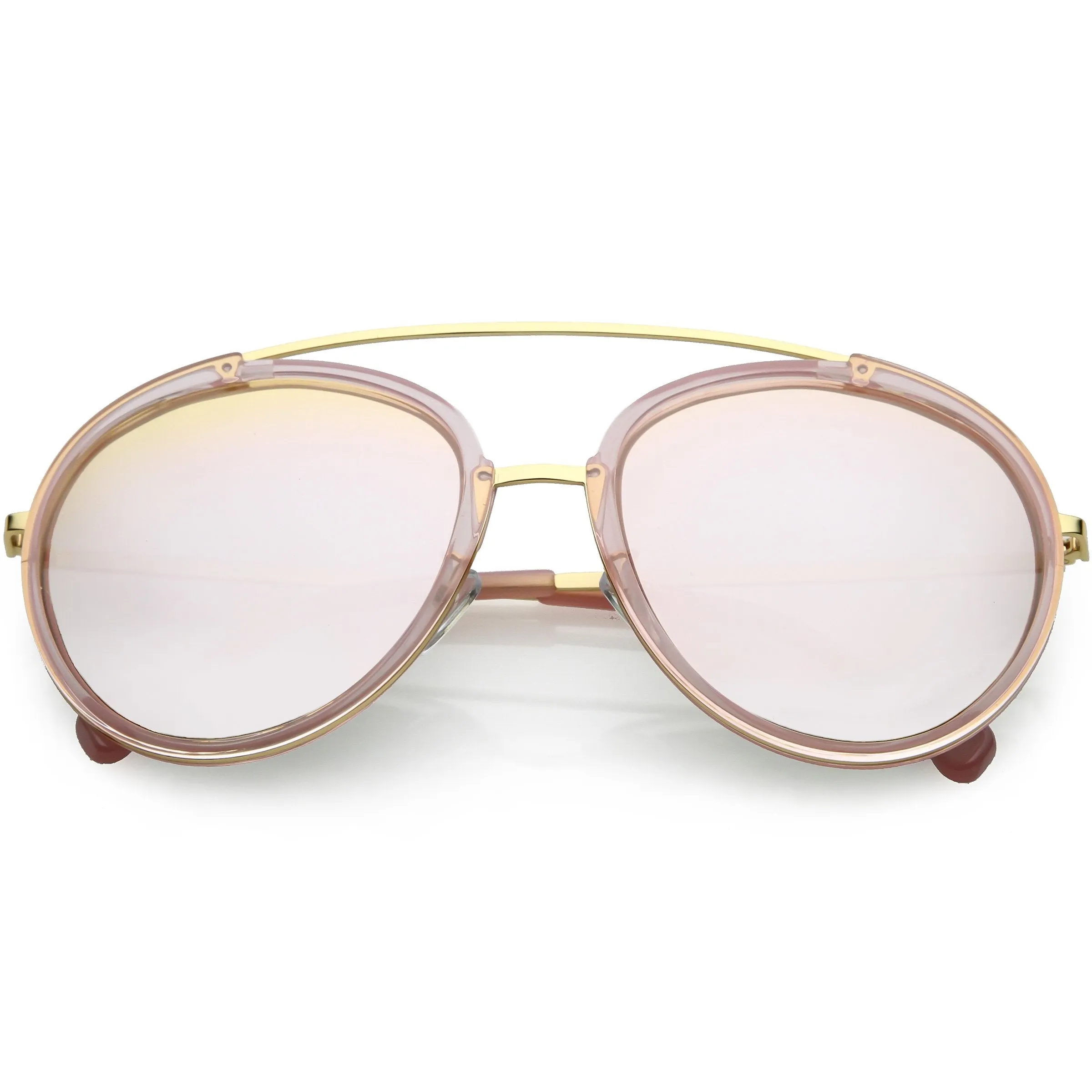 Round Dapper Tear Drop Polarized Mirrored Lens Aviator Sunglasses C825