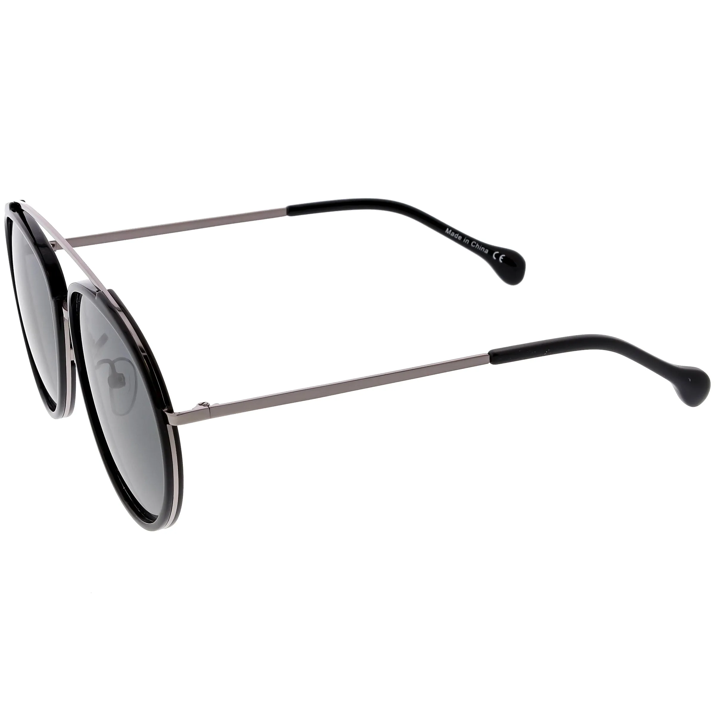 Round Dapper Tear Drop Polarized Mirrored Lens Aviator Sunglasses C825