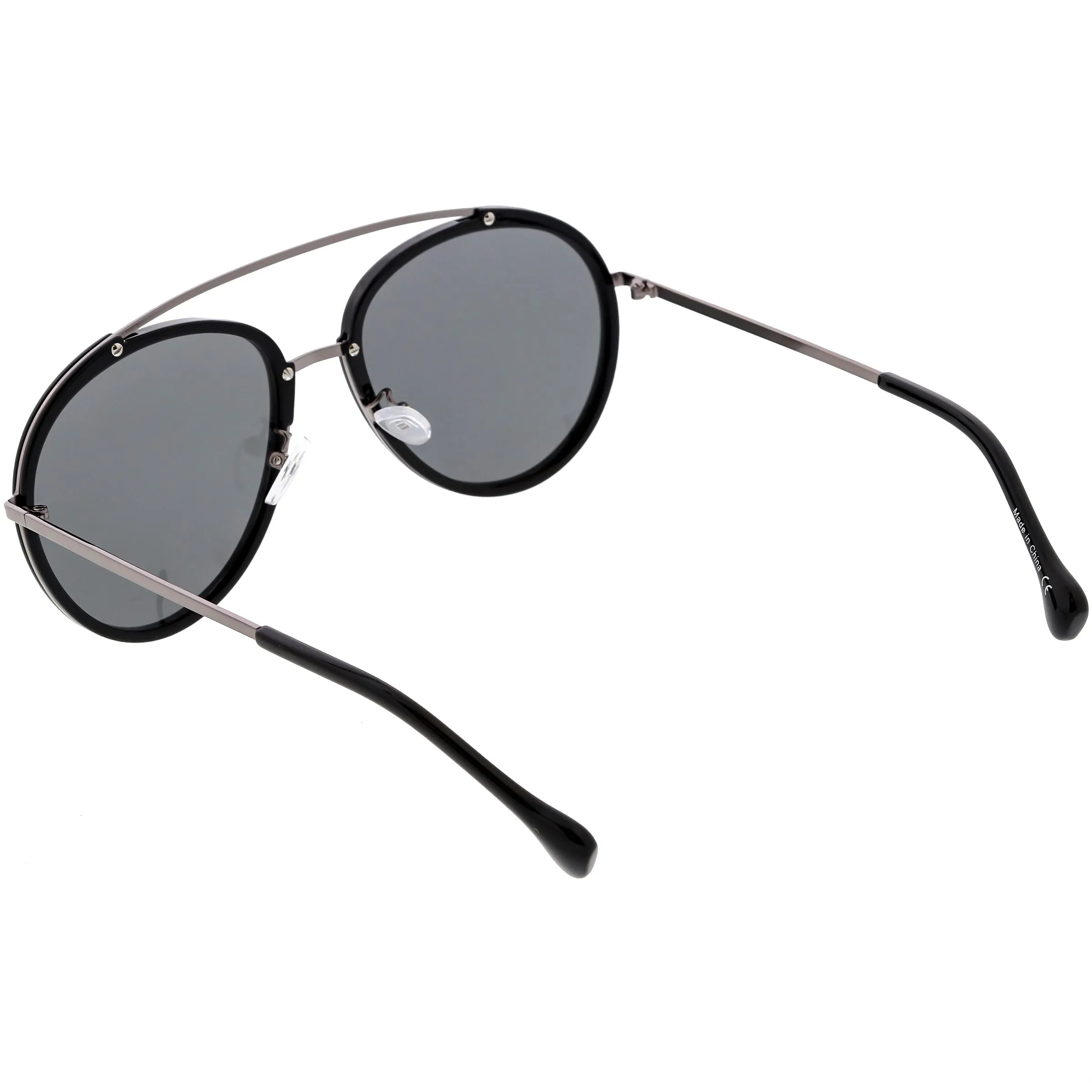 Round Dapper Tear Drop Polarized Mirrored Lens Aviator Sunglasses C825