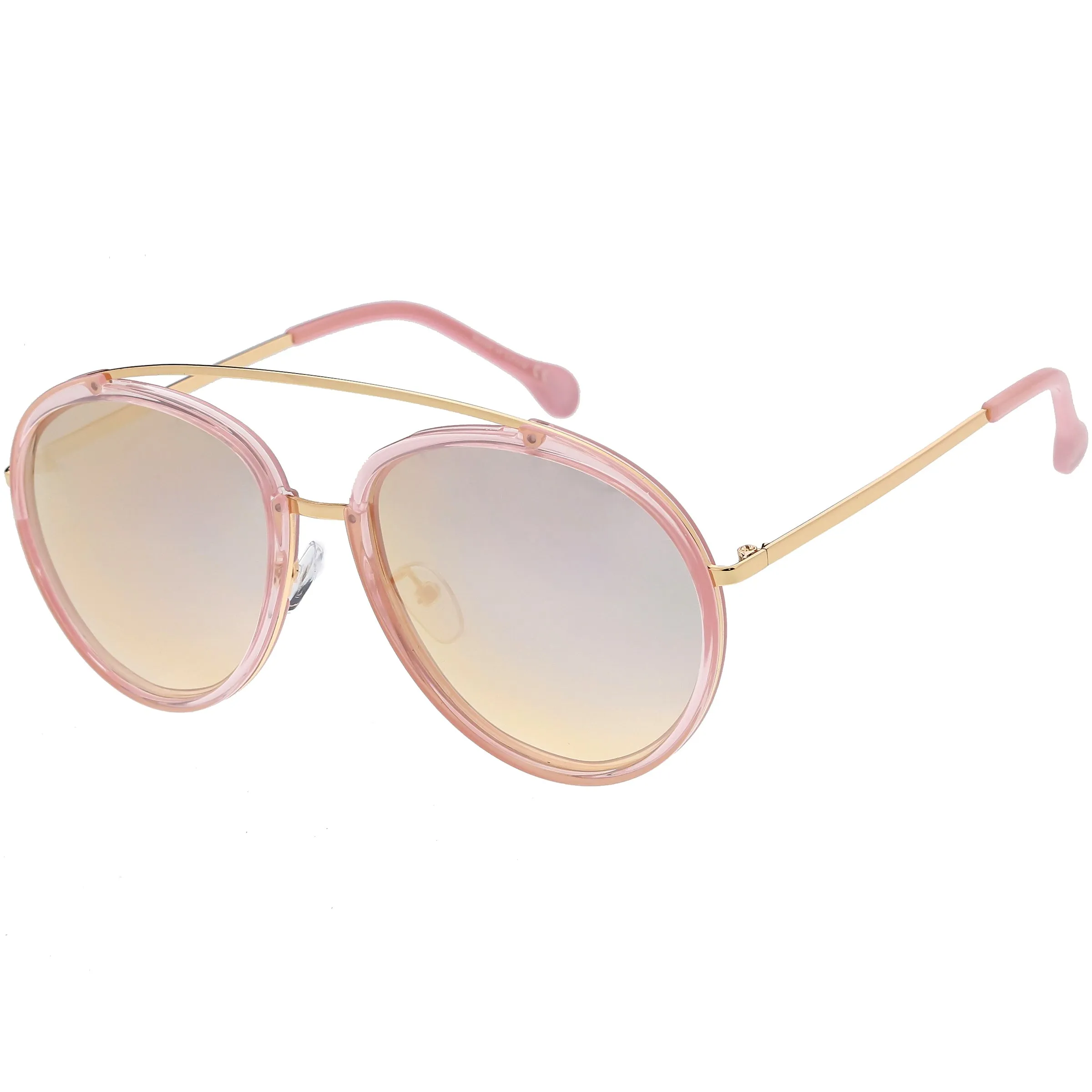 Round Dapper Tear Drop Polarized Mirrored Lens Aviator Sunglasses C825