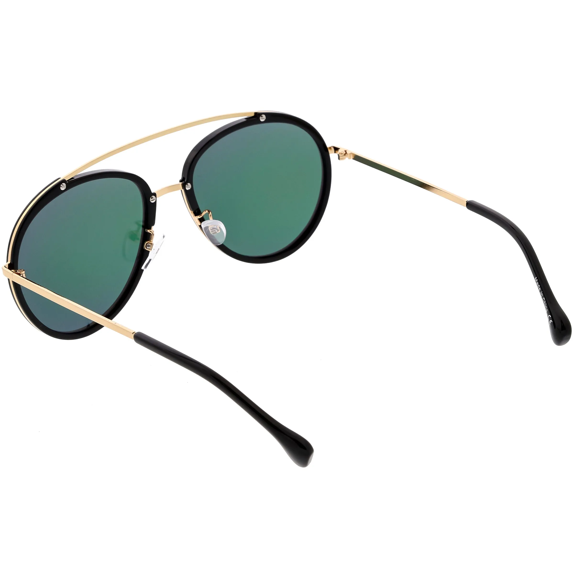 Round Dapper Tear Drop Polarized Mirrored Lens Aviator Sunglasses C825