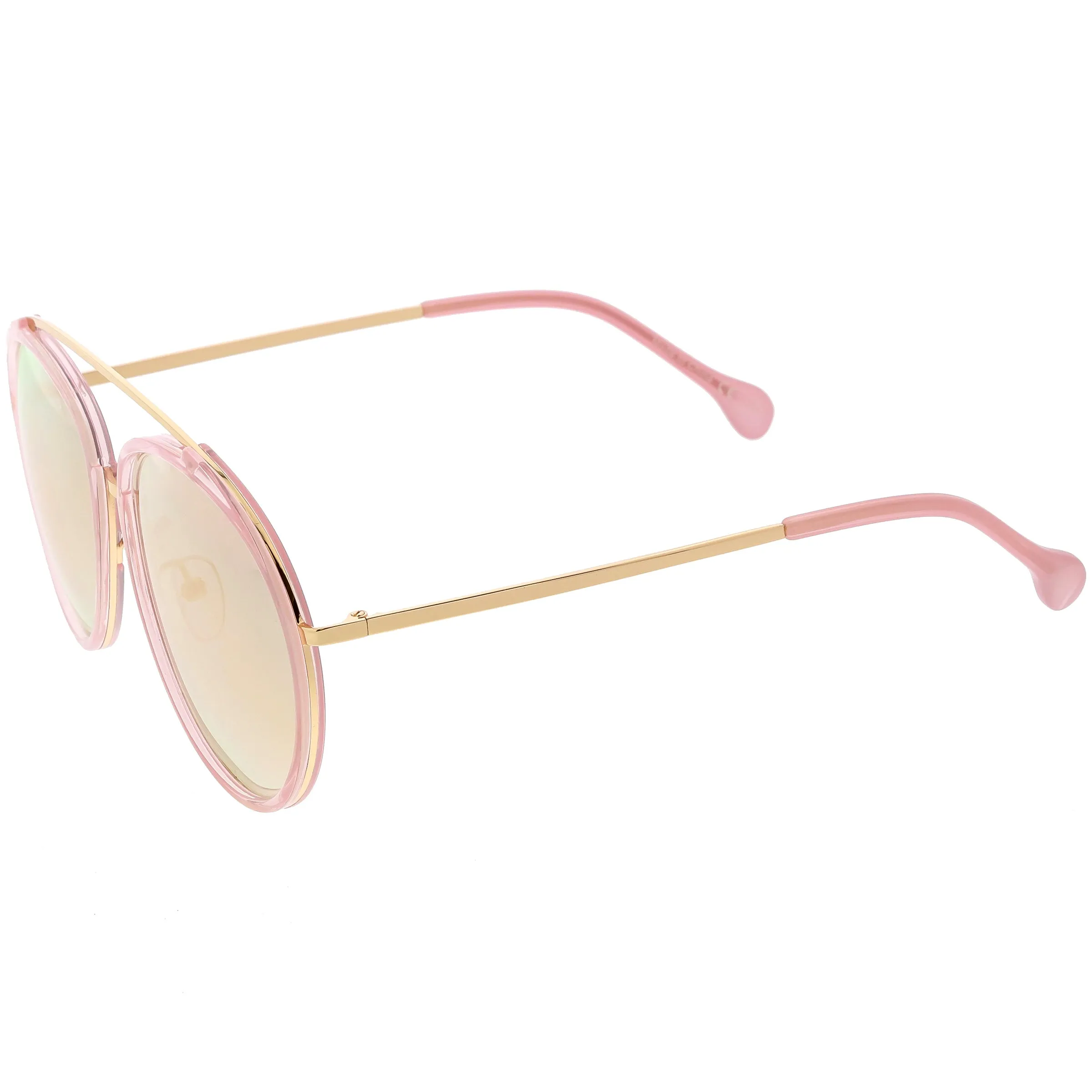 Round Dapper Tear Drop Polarized Mirrored Lens Aviator Sunglasses C825