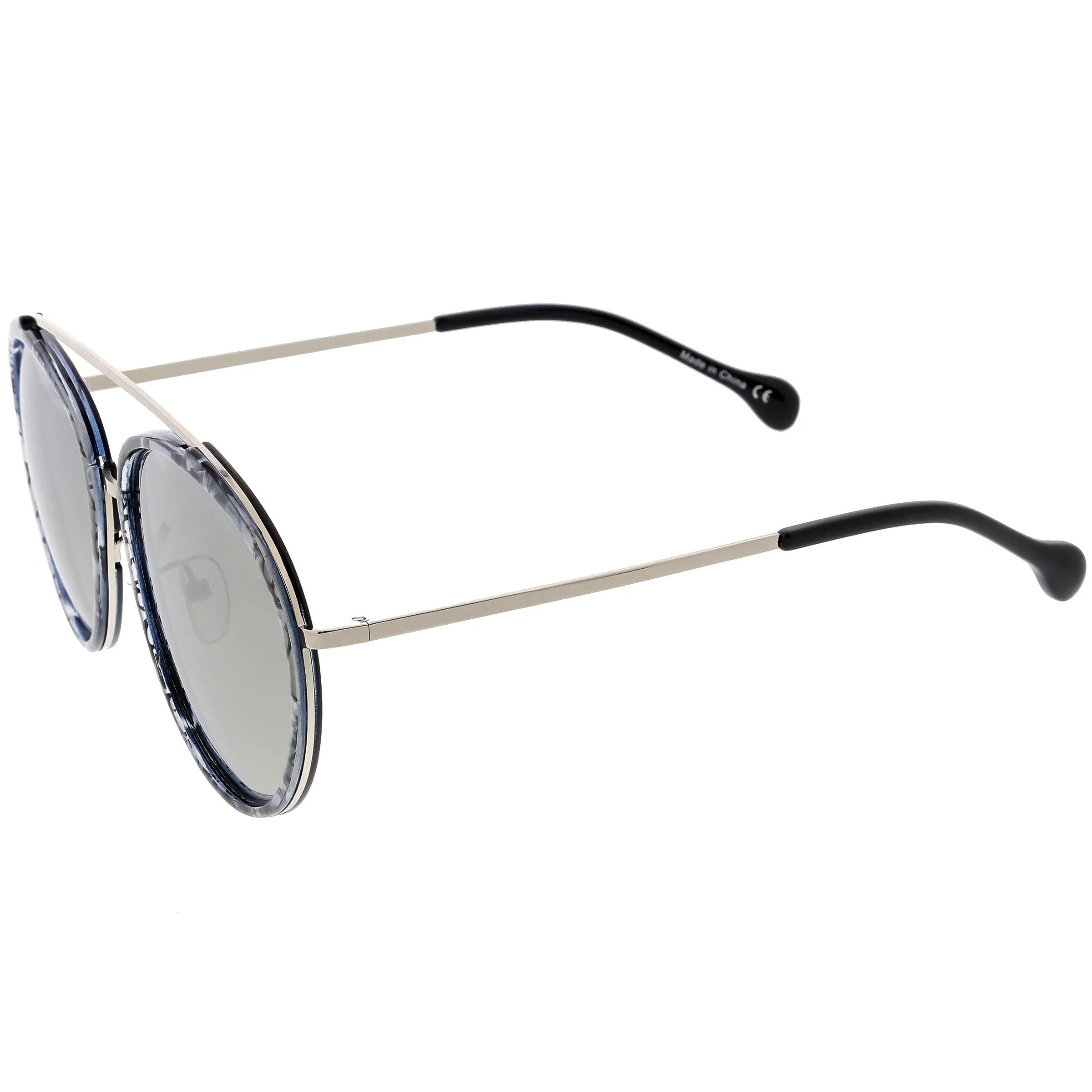 Round Dapper Tear Drop Polarized Mirrored Lens Aviator Sunglasses C825