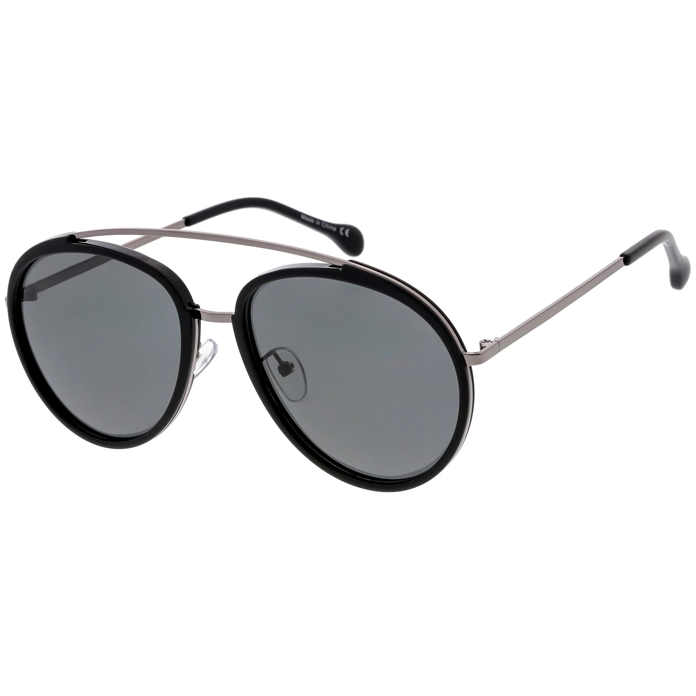 Round Dapper Tear Drop Polarized Mirrored Lens Aviator Sunglasses C825