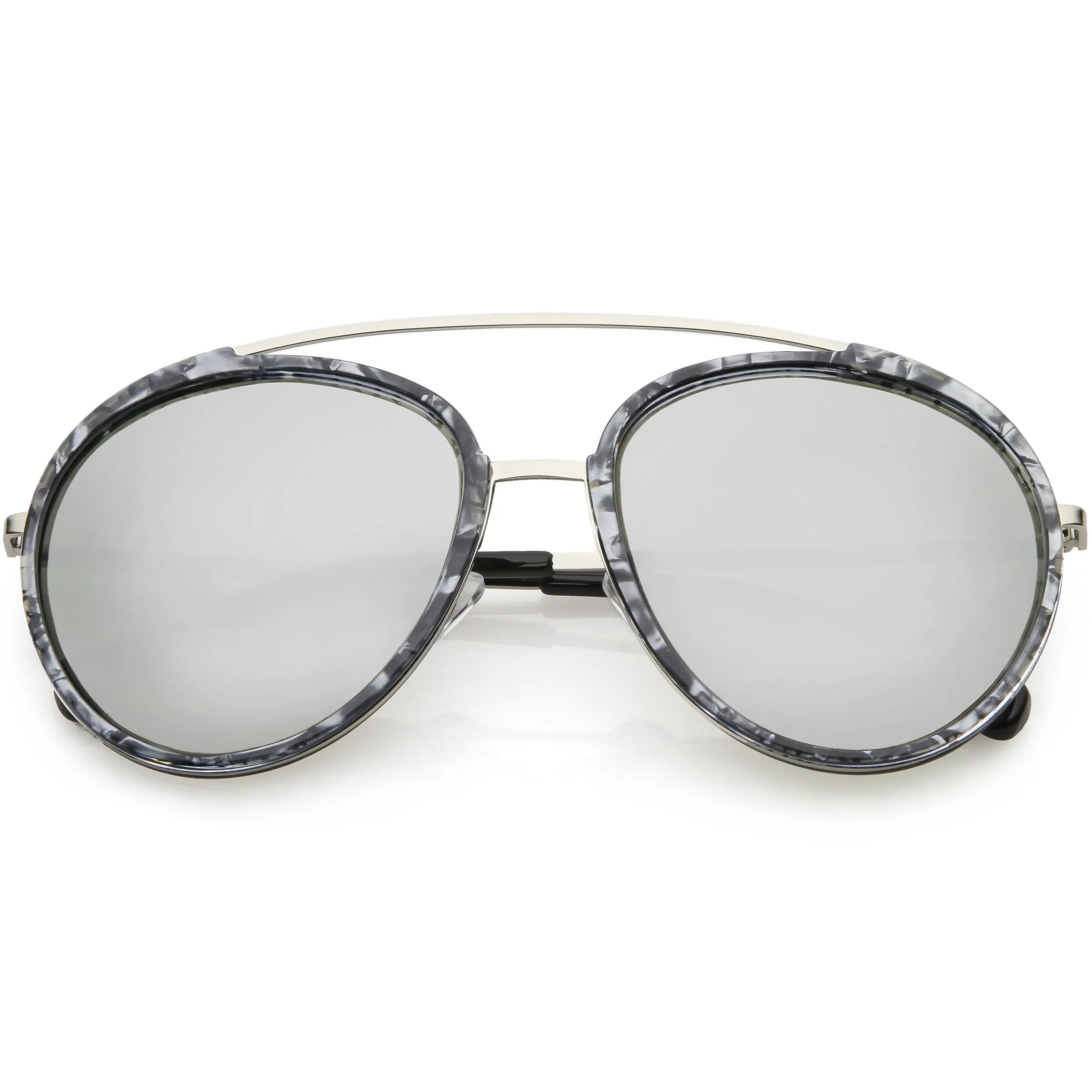 Round Dapper Tear Drop Polarized Mirrored Lens Aviator Sunglasses C825