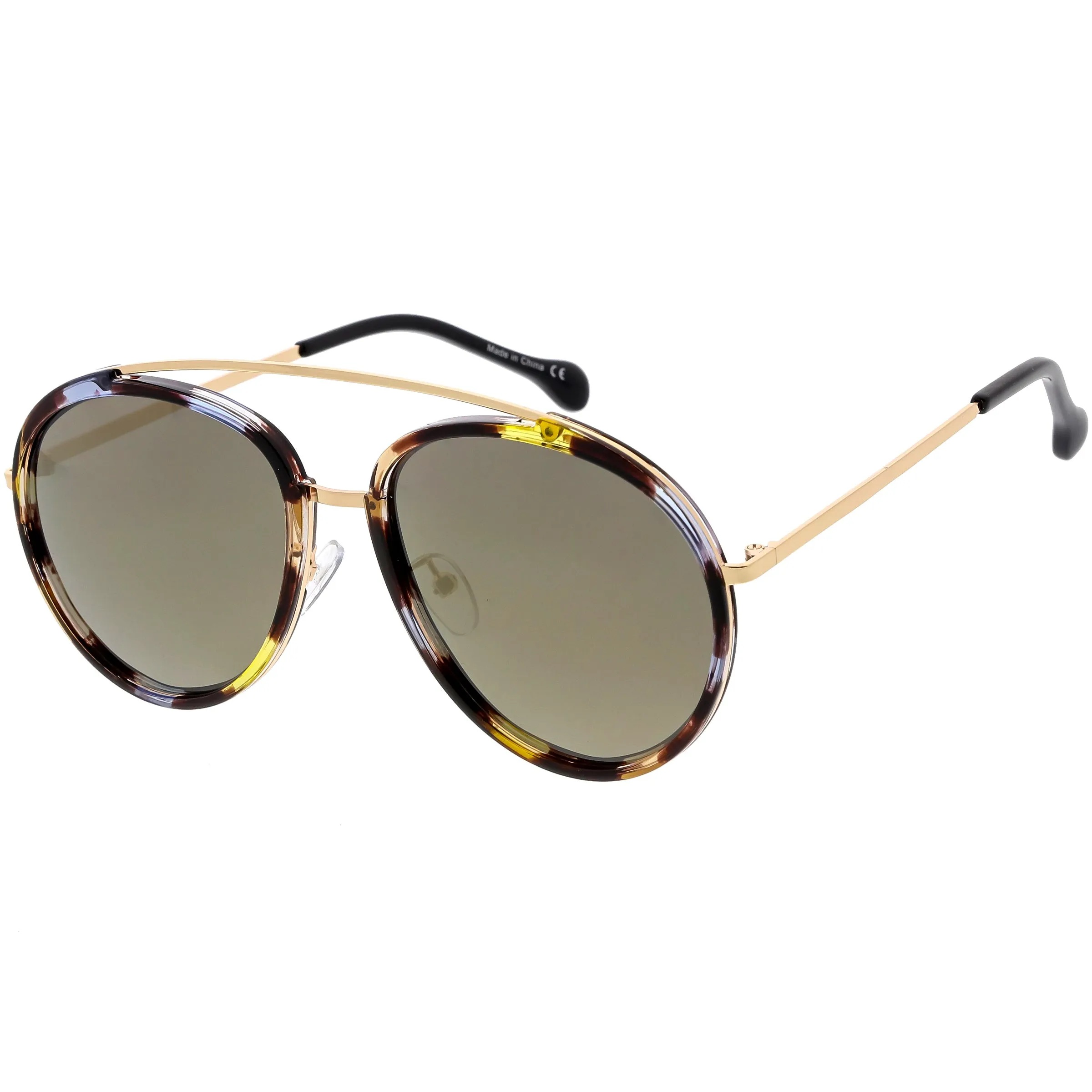 Round Dapper Tear Drop Polarized Mirrored Lens Aviator Sunglasses C825