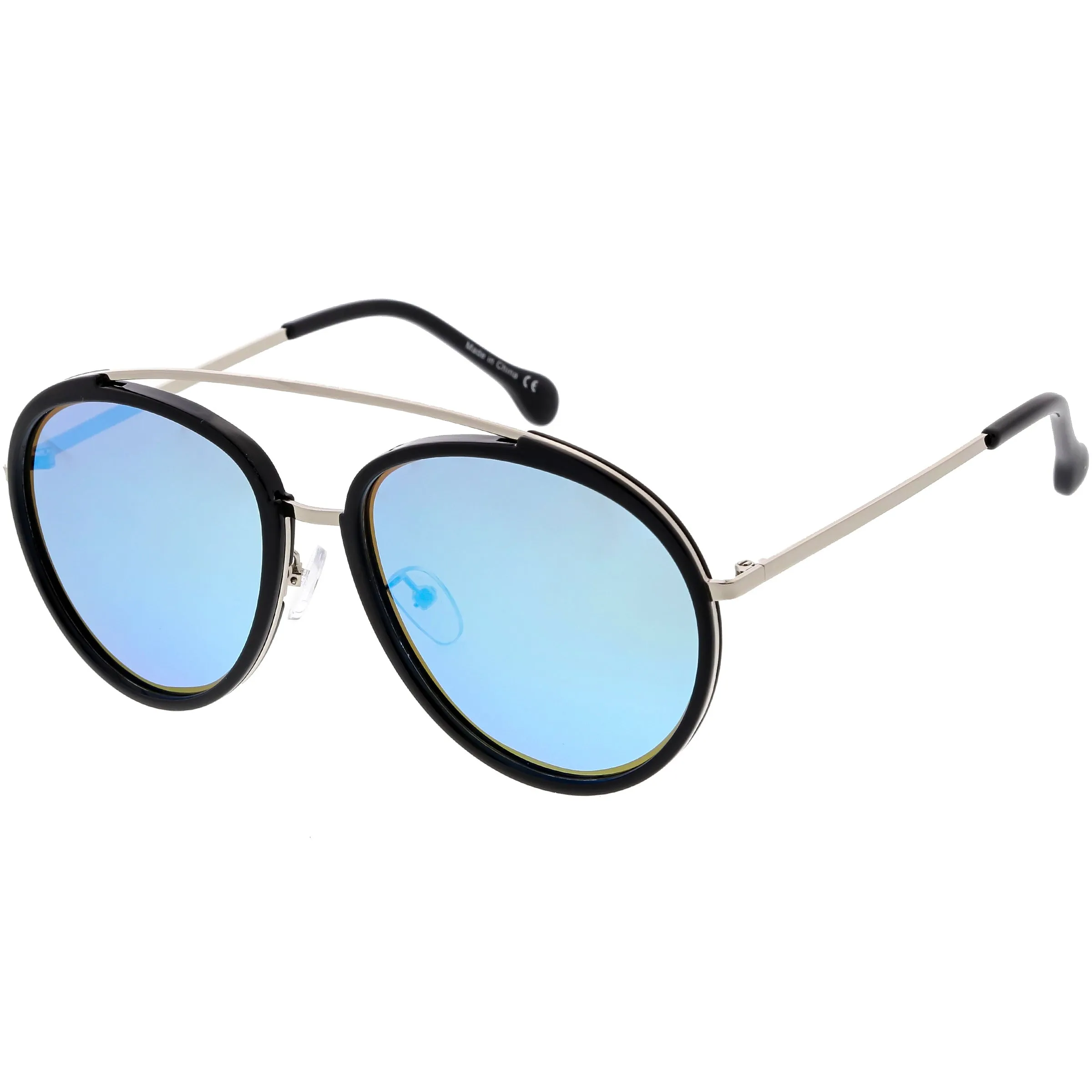 Round Dapper Tear Drop Polarized Mirrored Lens Aviator Sunglasses C825