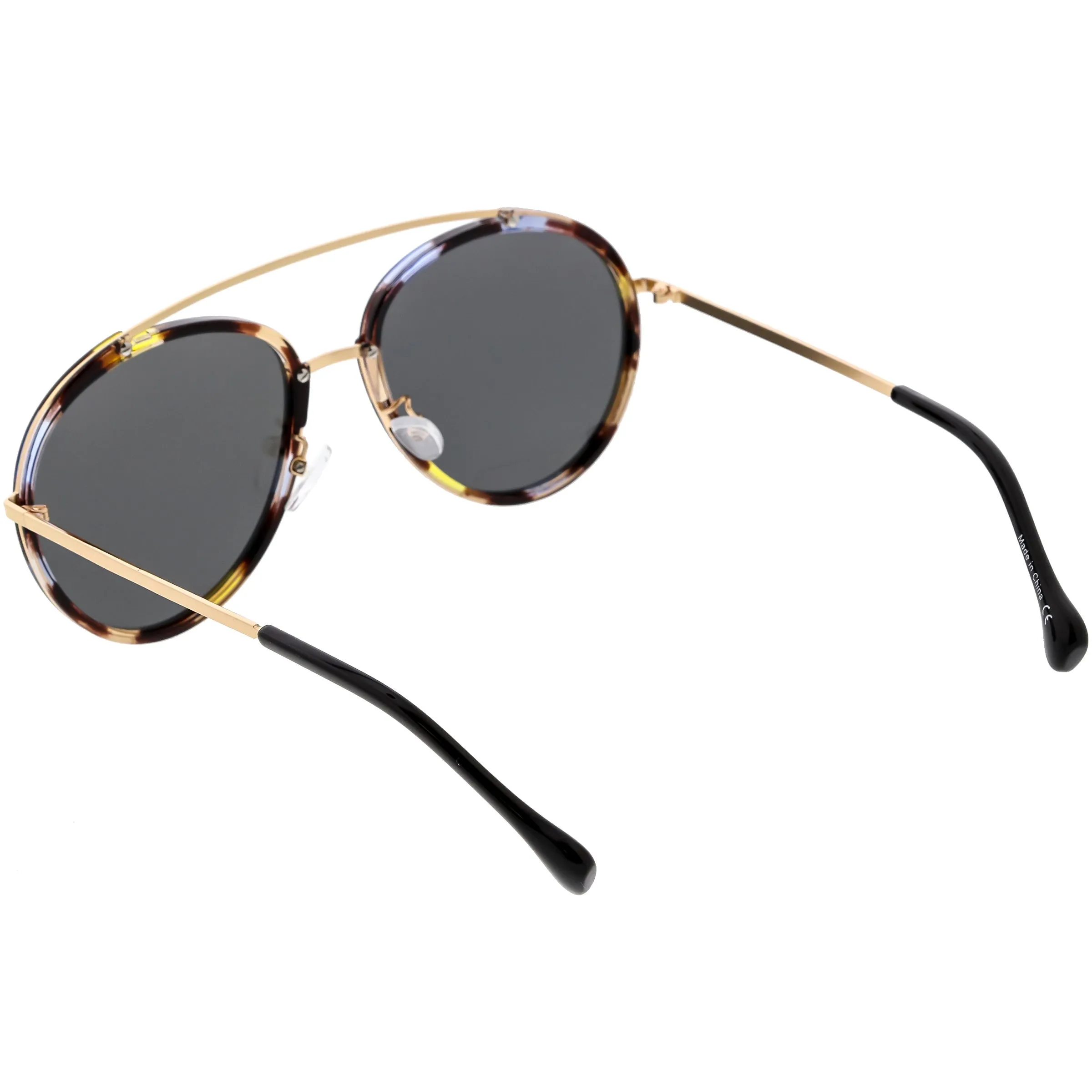 Round Dapper Tear Drop Polarized Mirrored Lens Aviator Sunglasses C825