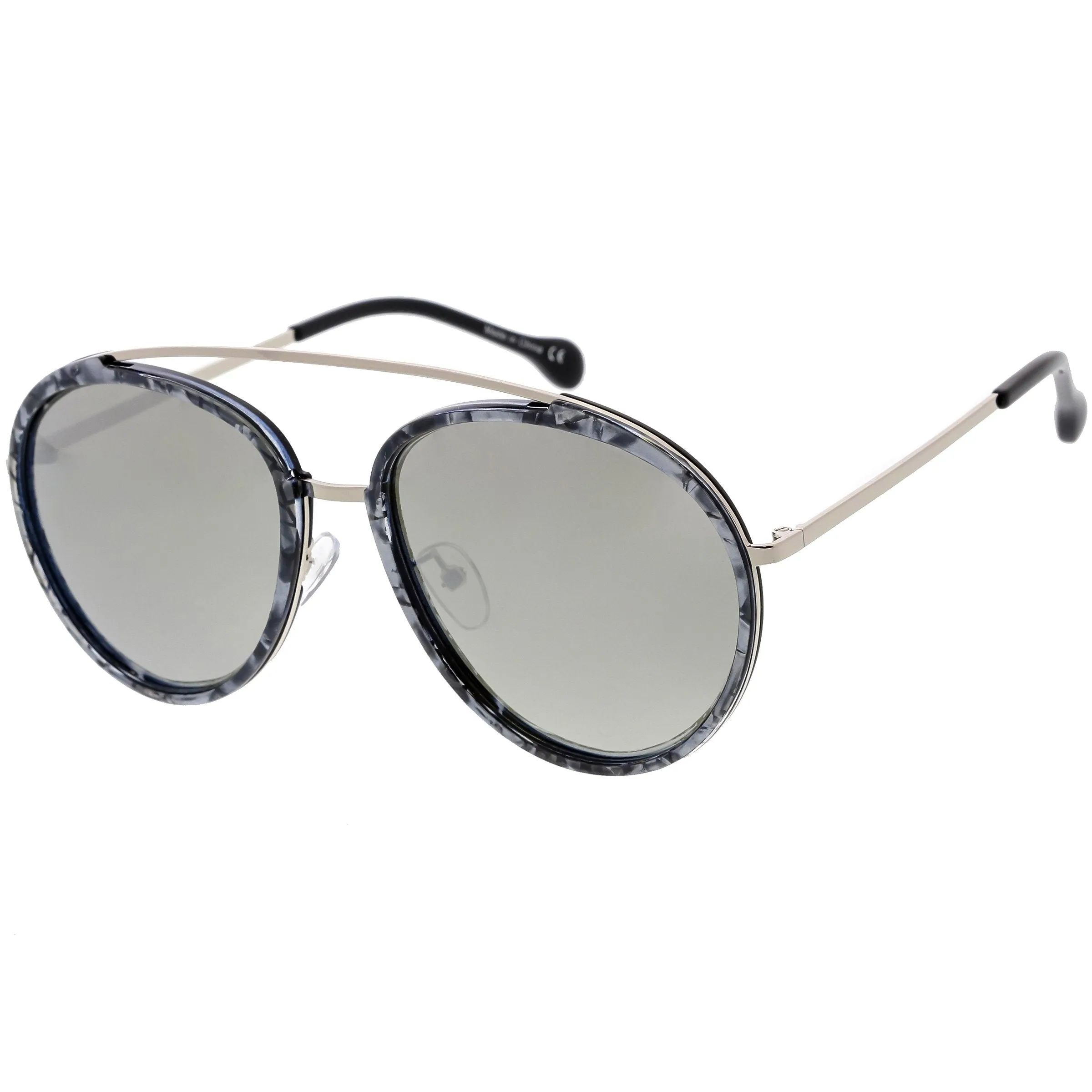 Round Dapper Tear Drop Polarized Mirrored Lens Aviator Sunglasses C825