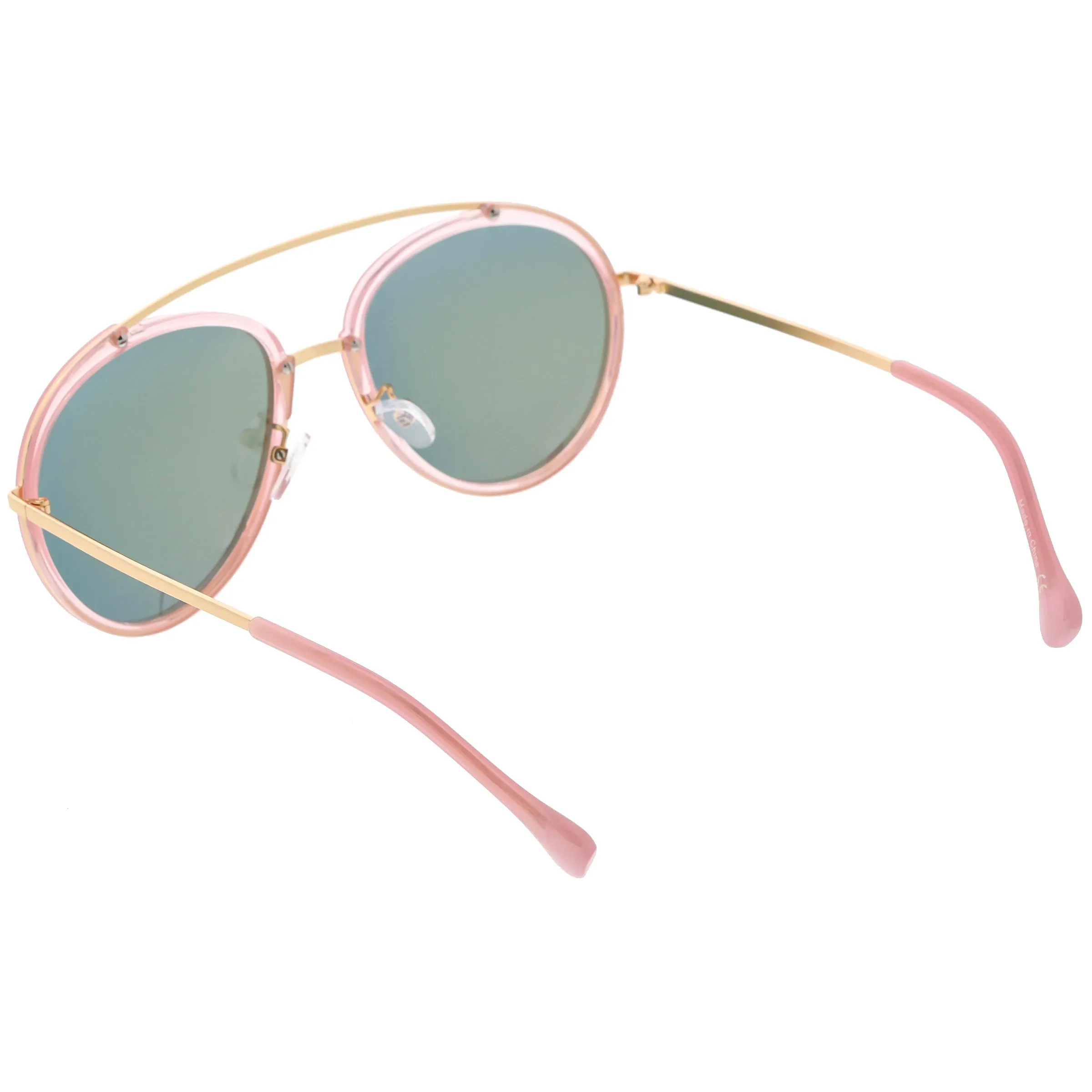 Round Dapper Tear Drop Polarized Mirrored Lens Aviator Sunglasses C825