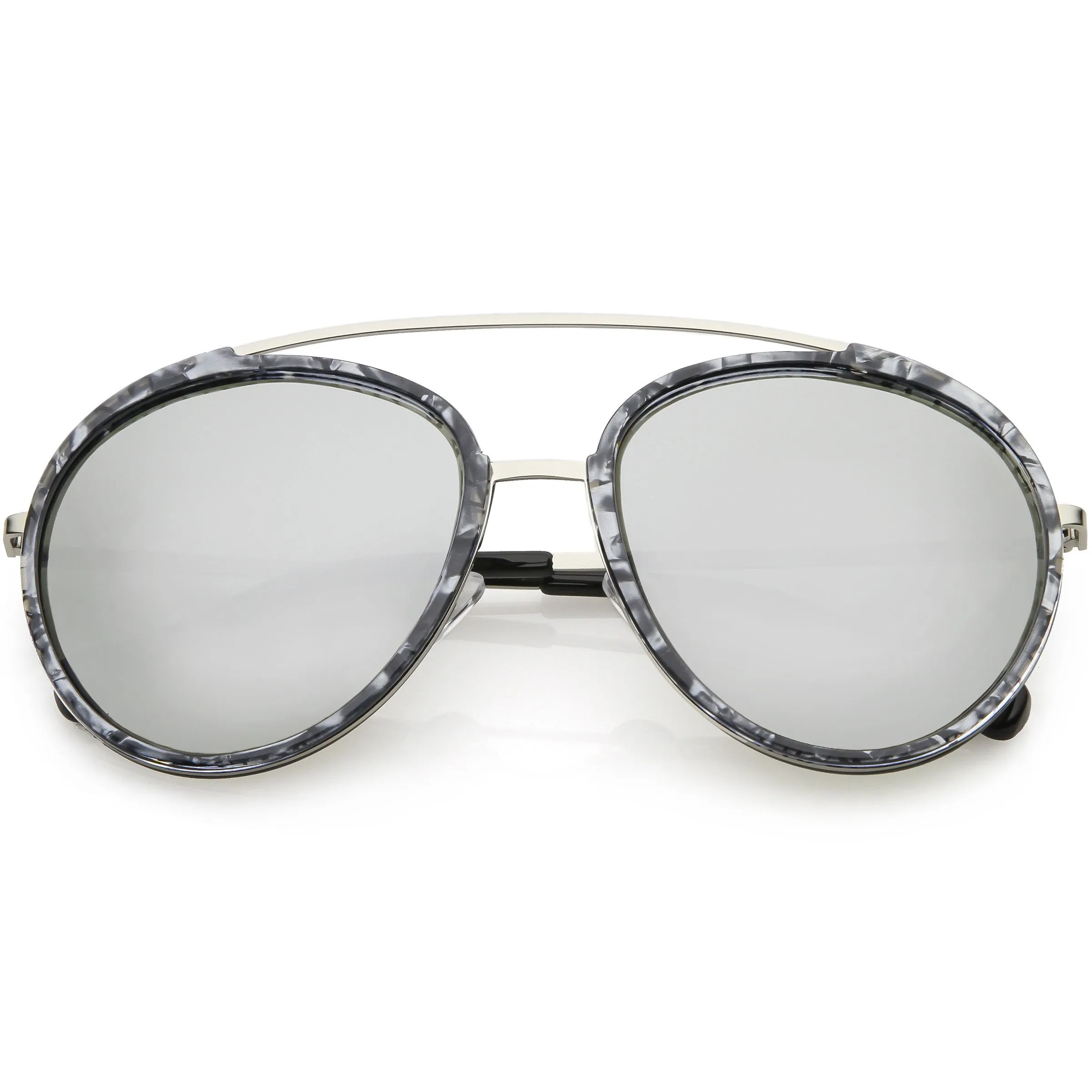 Round Dapper Tear Drop Polarized Mirrored Lens Aviator Sunglasses C825