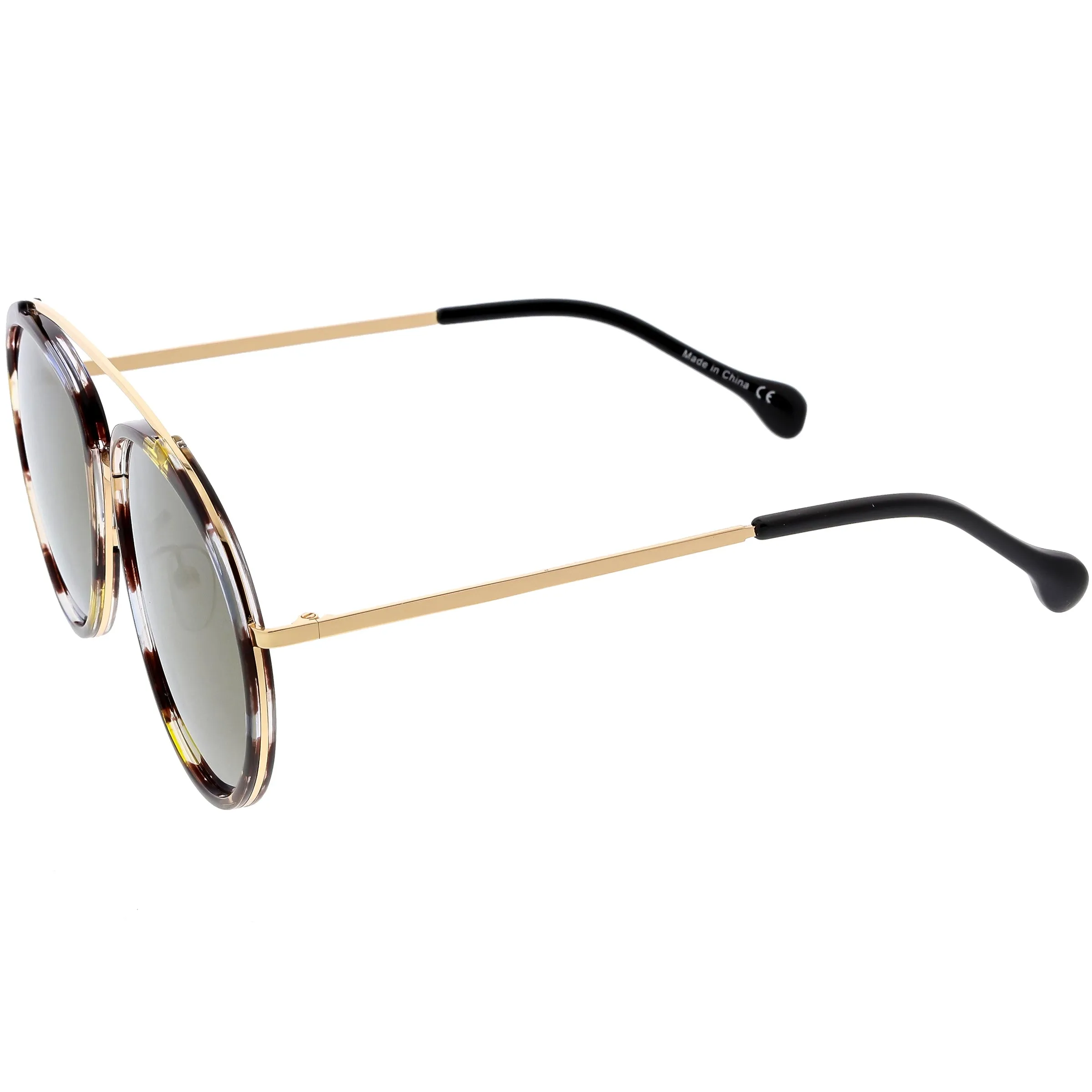 Round Dapper Tear Drop Polarized Mirrored Lens Aviator Sunglasses C825