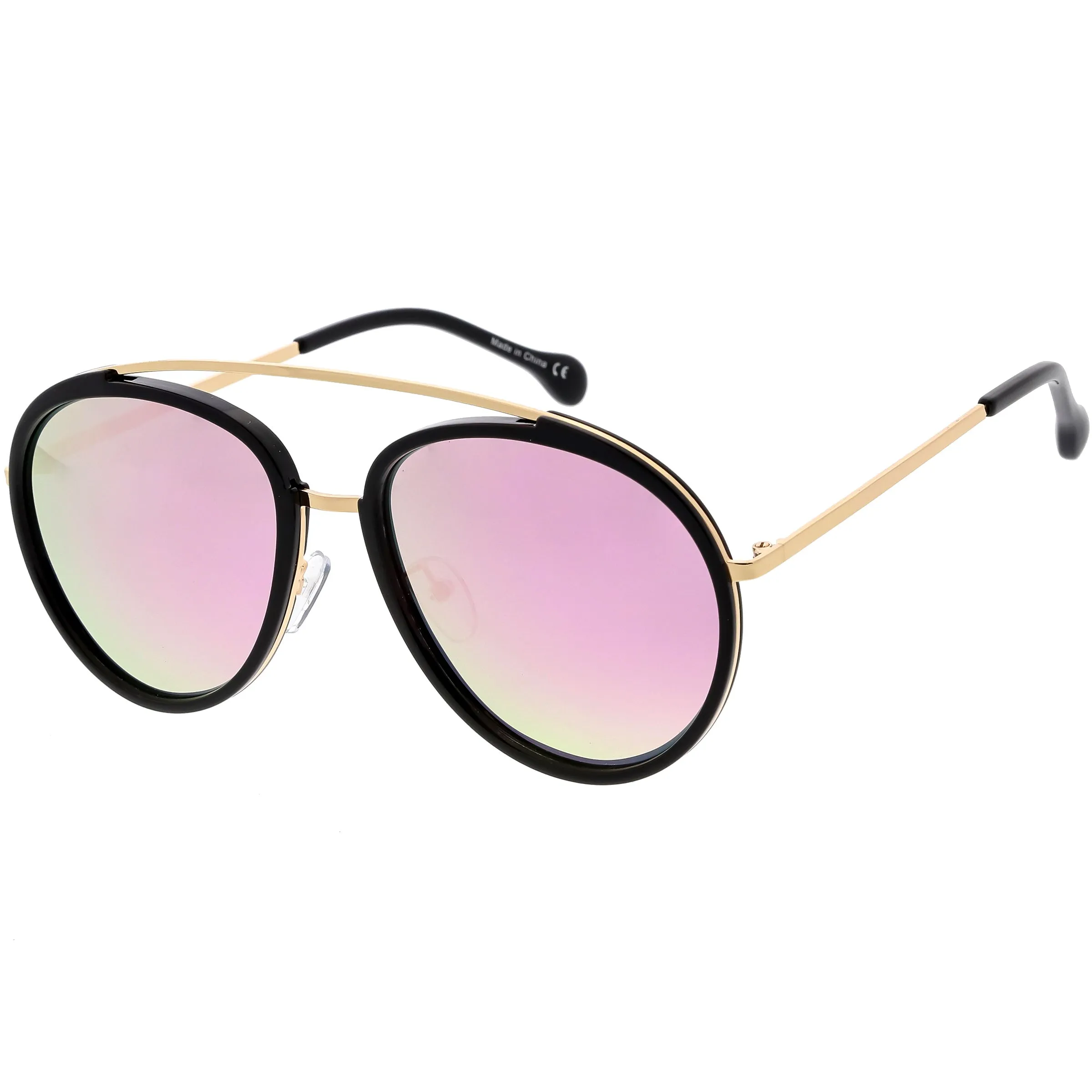 Round Dapper Tear Drop Polarized Mirrored Lens Aviator Sunglasses C825