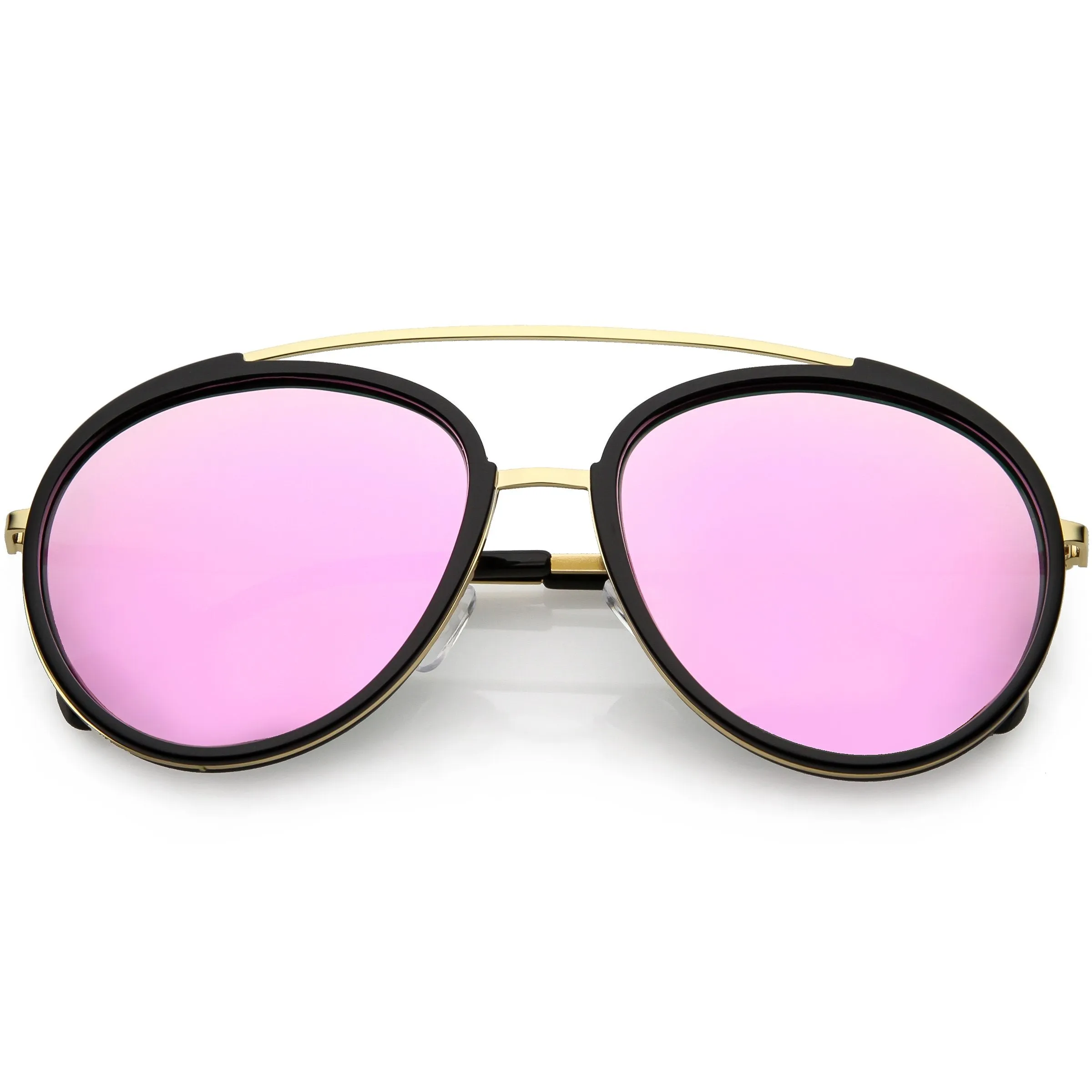 Round Dapper Tear Drop Polarized Mirrored Lens Aviator Sunglasses C825
