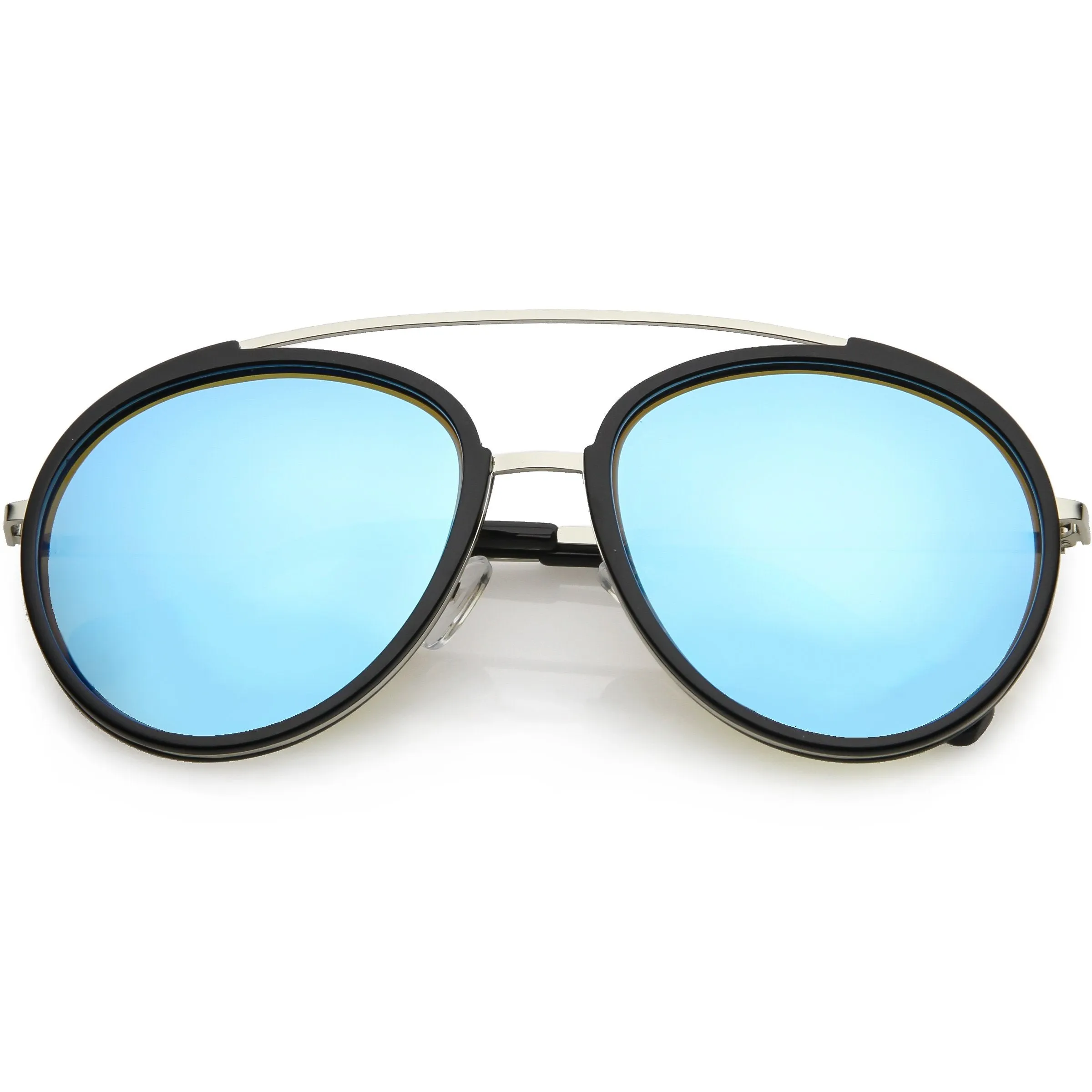 Round Dapper Tear Drop Polarized Mirrored Lens Aviator Sunglasses C825