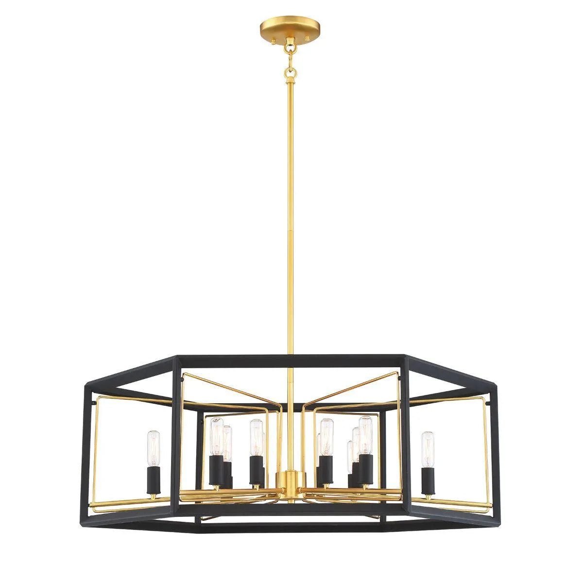 Sable Point 26 in. 12 lights Pendant Light Black & Gold Finish