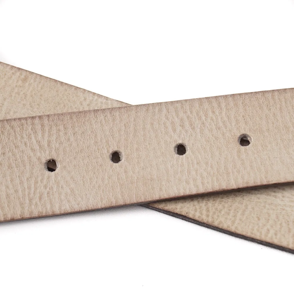 Santoni Grained Leather Belt in Antiqued Beige