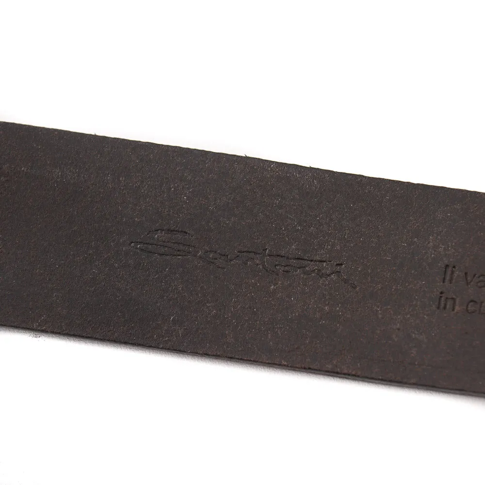 Santoni Grained Leather Belt in Antiqued Beige