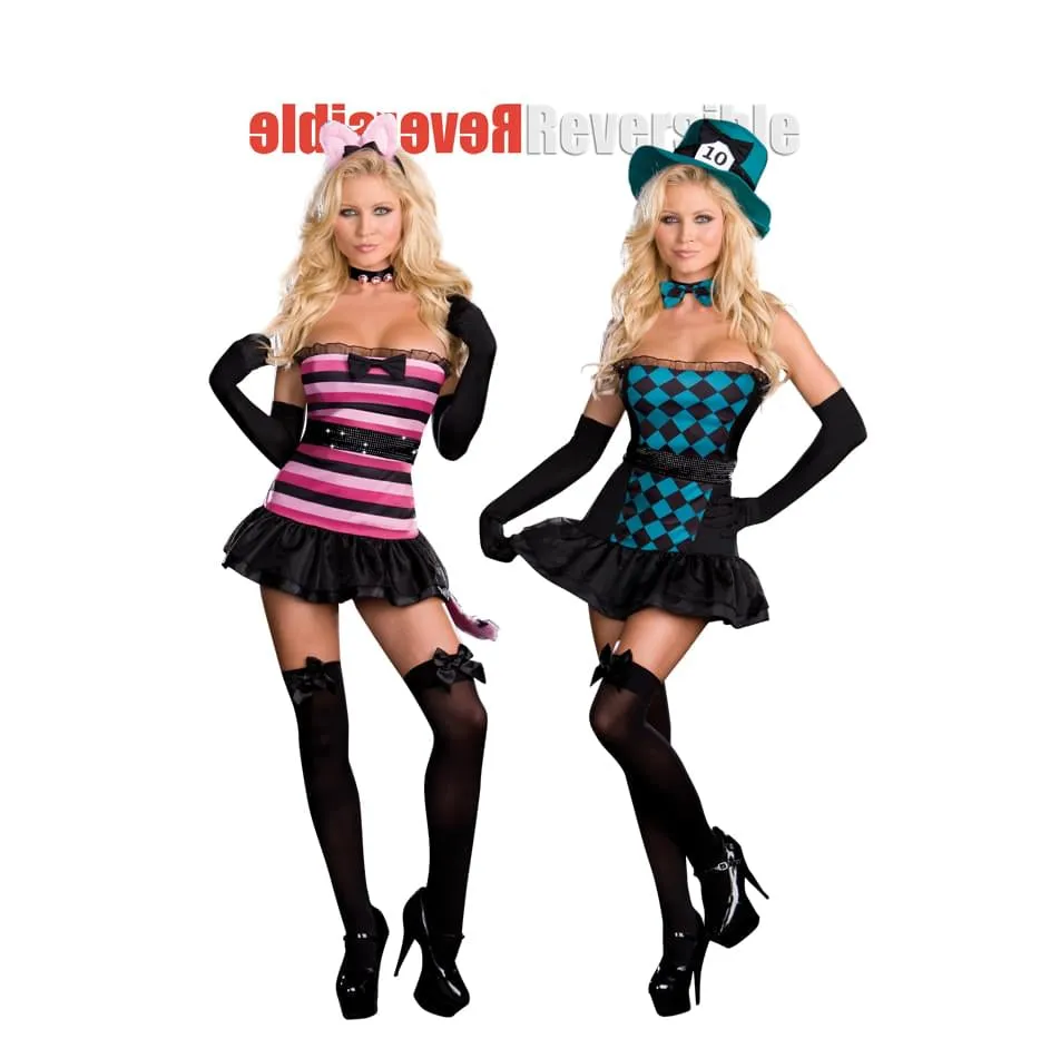 Sexy Mad About You Cat Hatter Reversible Costume Adult